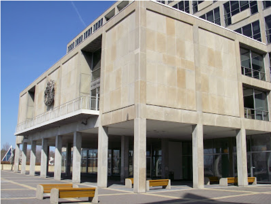 Diefenbaker Building 12 - exterior looking at original Council Chambers