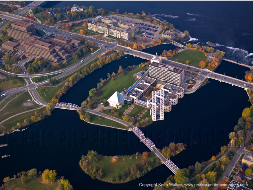 Diefenbaker Building 37 - aerial view of Green Island fom south east