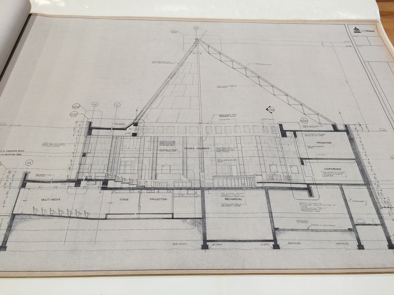 Ottawa City Hall - Safdie - Council Chamber Section Looking North