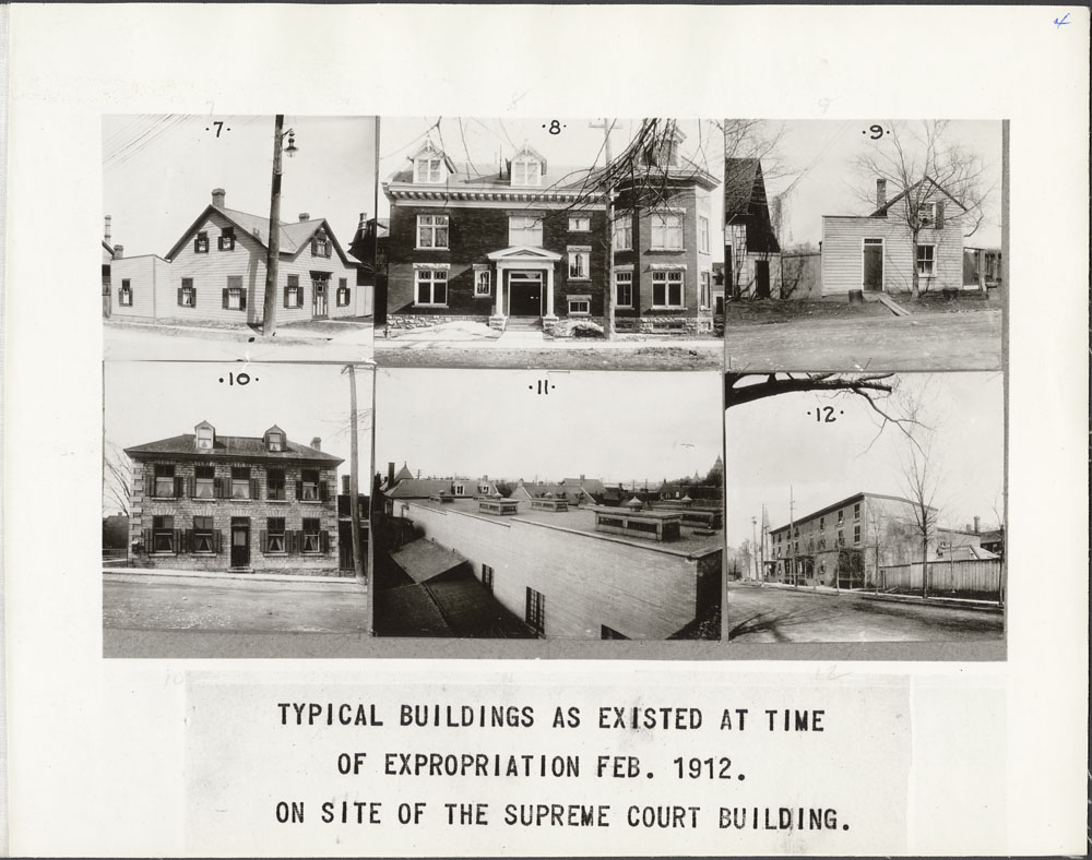Image depicting the various types of buildings that existed during the time of expropriation in February of 1912. 