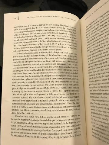 A page from the chapter 2 of the "Attitudinal Decision Making in the Supreme Court of Canada" book.