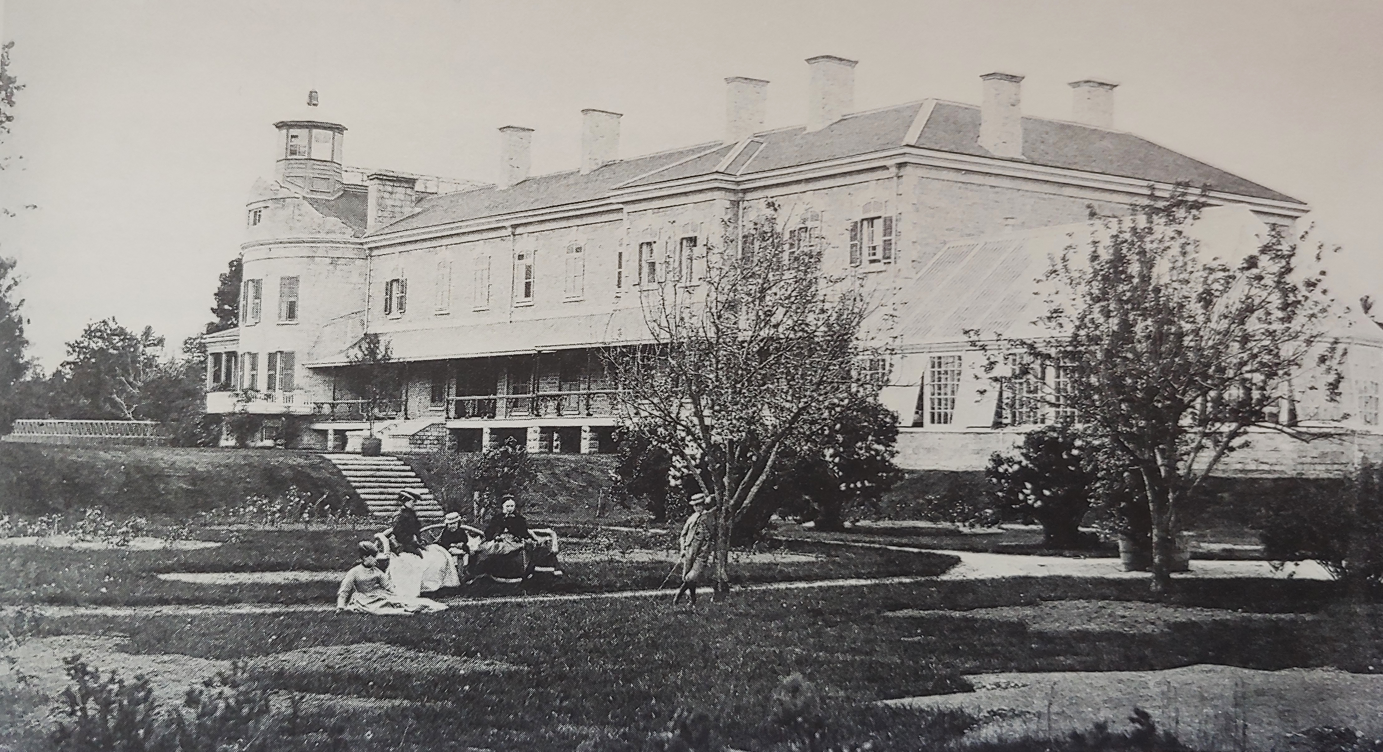 South Front Rideau Hall, 1868 Wing, with Monck Family (Hubbard)