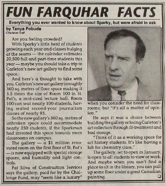 An article titled Fun Farquhar Facts written by Tanya Pobuda for The Charlatan.