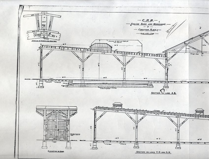 black and white blueprint drawing of CPR station