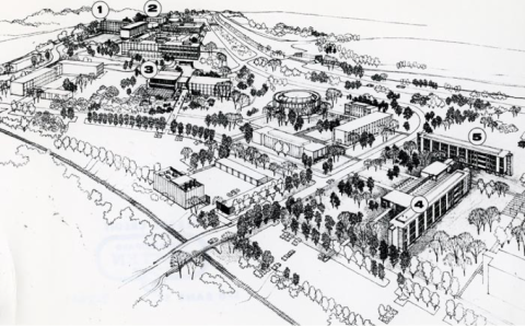 1955 Bird’s Eye Campus Perspective