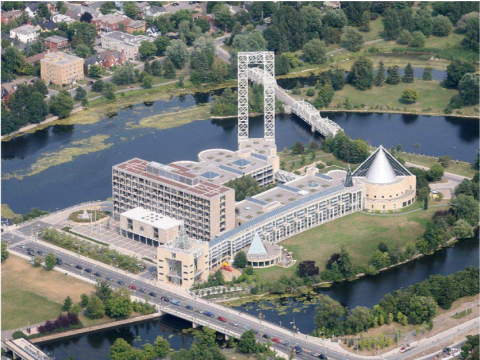 Diefenbaker Building 32 - aerial view of Green Island from south east