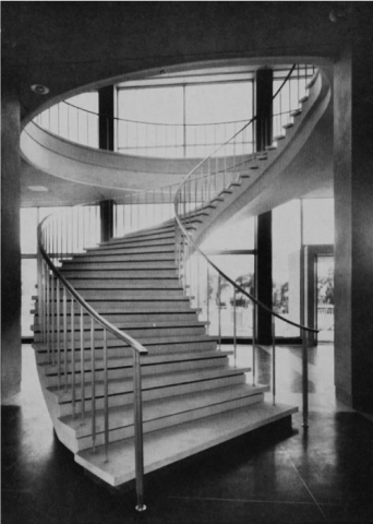 Diefenbaker Building 61 - interior view of free-standing spiral staircase in 1958 building