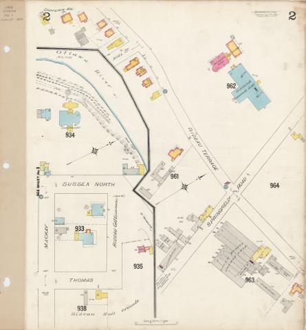 Fire insurance plan of 24 Sussex before it was the Prime Minister's residence and the immediate surrounding area.