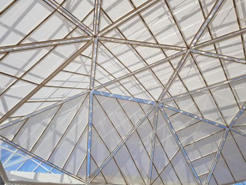 Detail of glass dome over the atrium 
