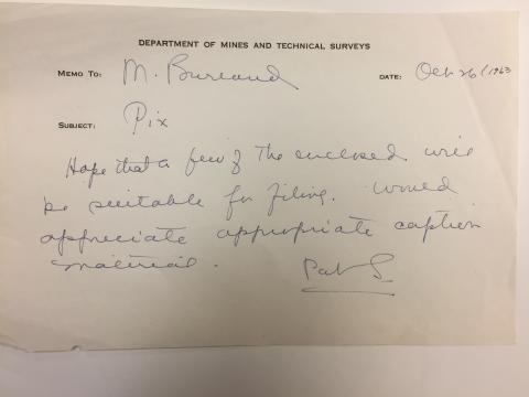 Memo to Miss Burland (Dominion Observatory Astronomer)