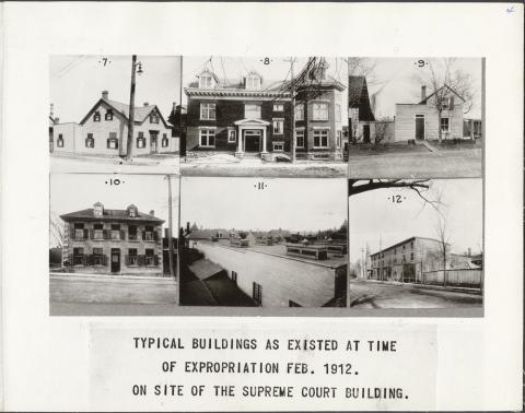 Image depicting the various types of buildings that existed during the time of expropriation in February of 1912. 