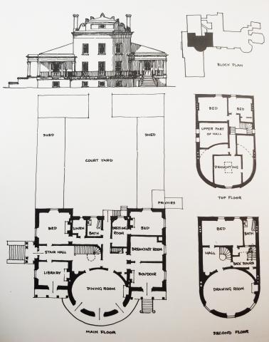 MacKay's Rideau Hall, with section in modern Hall (Hubbard 1977, 6)