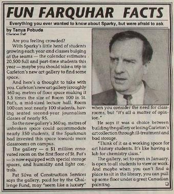 An article titled Fun Farquhar Facts written by Tanya Pobuda for The Charlatan.