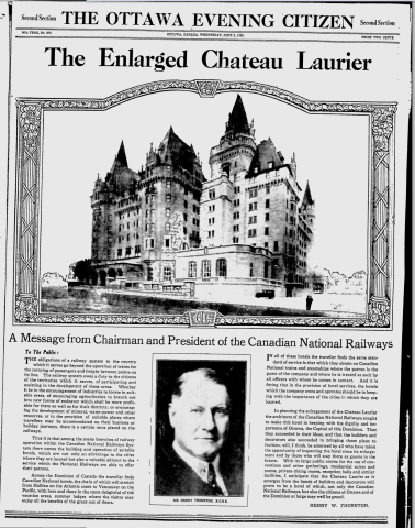 The Ottawa Evening Citizen, The Enlarged Chateau Laurier, June 5 1929