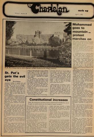 Charlatan Clipping April 7, 1972, pg 1